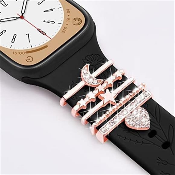 NEW Black Apple Watch Band with Charms - Picture 4 of 6